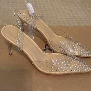 Just Fab clear studded pointed toe heels